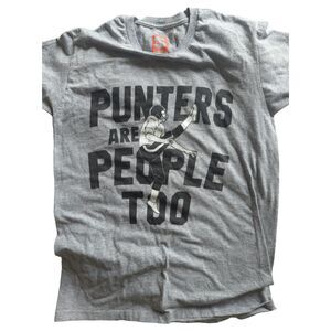Busted Tees Men's Small Gray Tshirt "Punters Are People Too " Funny Football